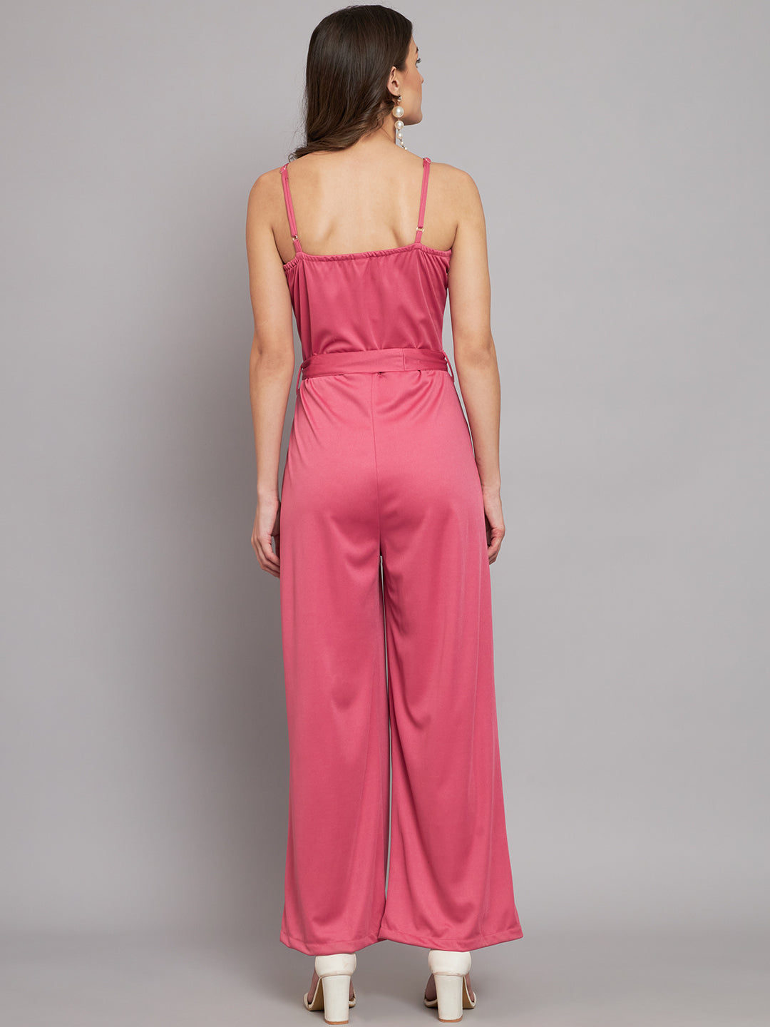 Shoulder Straps Waist Tie-UpsBasic Jumpsuit