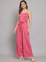 Shoulder Straps Waist Tie-UpsBasic Jumpsuit
