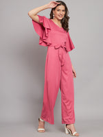 Flutter Sleeves Waist Tie-Ups Culotte Jumpsuit