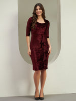 Burgundy Crushed Velvet Ruffle Dress