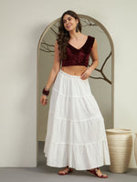 Rich Wine Crushed Velvet Sleeveless V-Neck Blouse