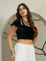 Velvet Cut-Out Flutter Sleeve Crop Top