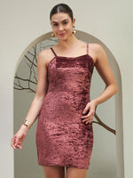 Rich Burgundy Crushed Velvet Mini Dress