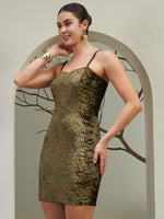 Olive Gold Crushed Velvet Mini Dress