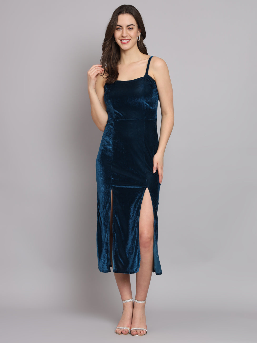 Velvet Sheath Midi Dress