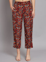Ethnic Motif Printed Band Collar Top With Trousers Co-Ords
