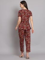 Ethnic Motif Printed Band Collar Top With Trousers Co-Ords