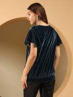Women’s Velvet Flutter Sleeve Top