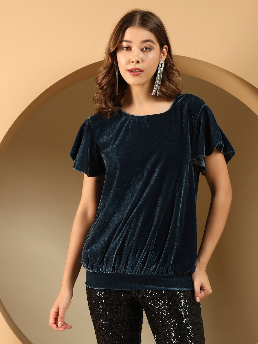 Shiny Velvet Party Top for Women