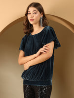Women’s Velvet Flutter Sleeve Top