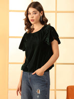 Women’s Velvet Flutter Sleeve Top
