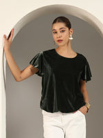 Women’s Velvet Flutter Sleeve Top