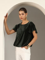 Women’s Velvet Flutter Sleeve Top