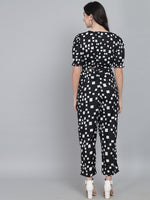 Geometric Printed V-Neck Basic Jumpsuit