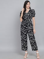 Geometric Printed V-Neck Basic Jumpsuit
