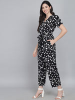 Geometric Printed V-Neck Basic Jumpsuit