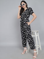 Geometric Printed V-Neck Basic Jumpsuit
