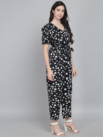 Geometric Printed V-Neck Basic Jumpsuit