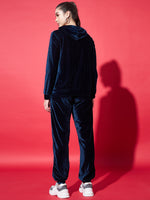 Velvet Tracksuit Set for Women with Hoodie and Handy Pockets