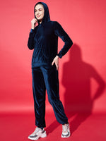 Velvet Tracksuit Set for Women with Hoodie and Handy Pockets
