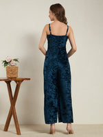 Royal Navy Crushed Velvet Wide-Leg Jumpsuit