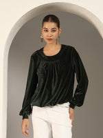 Round Neck Full Sleeves Velvet Top