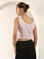 Pearl Touch Lycra Shimmery Readymade Sleeveless Blouse for Women