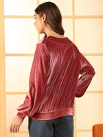 Round Neck Full Sleeves Velvet Top