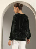 Round Neck Full Sleeves Velvet Top
