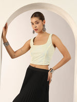 Pearl Touch Lycra Shimmery Readymade Sleeveless Blouse for Women