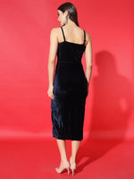 Vaararo Velvet Bodycon Party Dress for Women | Sleeveless Thigh-Slit Outfit with Spaghetti Straps