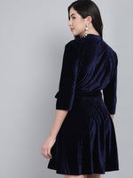 Tie-Ups Velvet Fit & Flare Dress