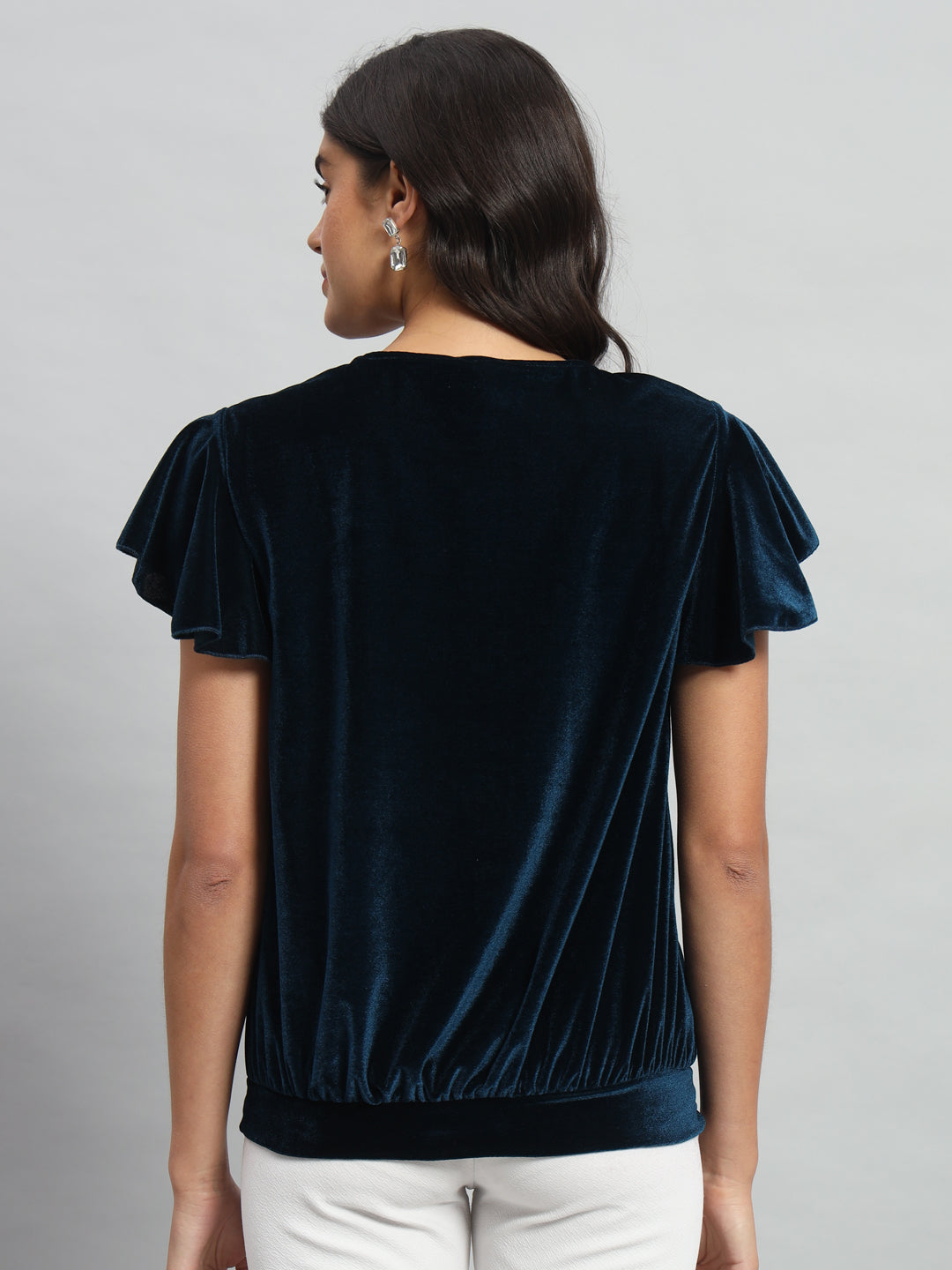 Women’s Velvet Flutter Sleeve Top