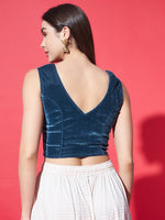 V-Neck Velvet Saree Blouse