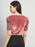 Sweetheart Neck Stretchable Velvet Readymade Saree Blouse
