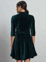 Tie-Ups Velvet Fit & Flare Dress