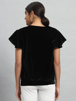 Women’s Velvet Flutter Sleeve Top