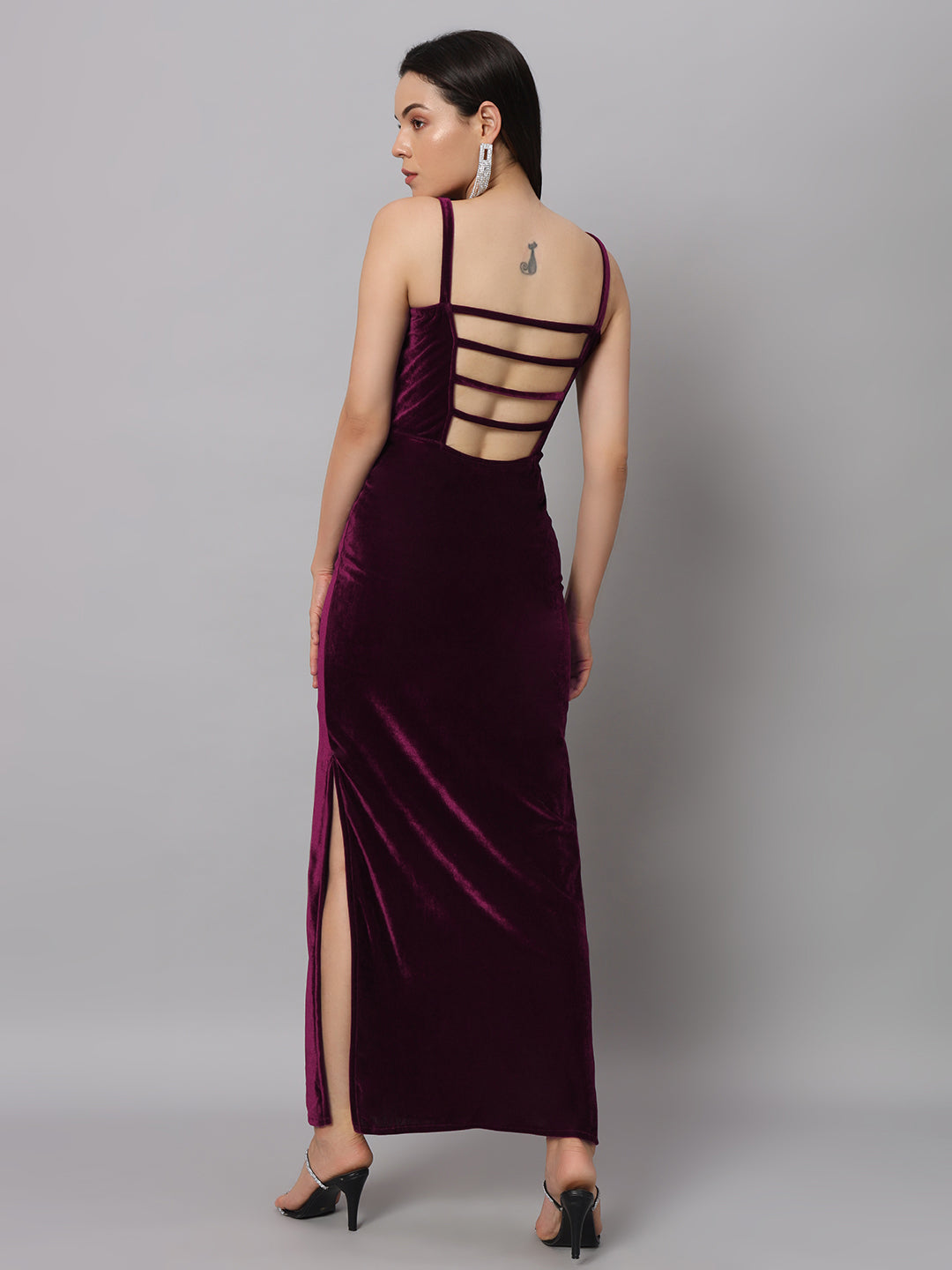 Women Sweetheart Neck Shoulder Straps Cut-Outs Sheath Maxi Dress