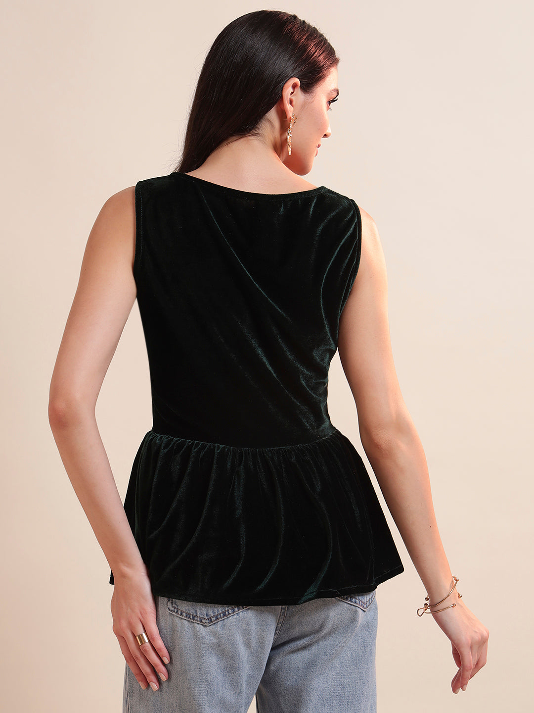 Velvet Peplum Top