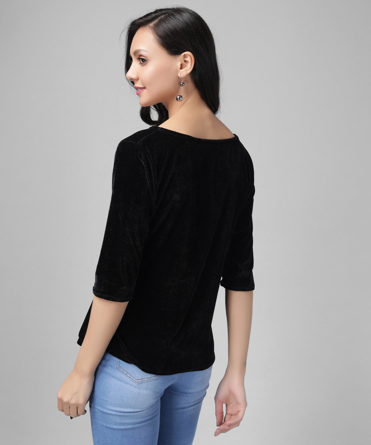 Velvet Tie-Up Peplum Top for Women