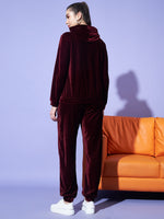 Velvet Tracksuit Set for Women with Hoodie and Handy Pockets