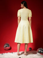 Textured Fit & Flare Midi Dress for Women with Two Side Pockets