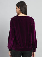 Round Neck Full Sleeves Velvet Top