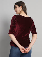 Velvet Tie-Up Peplum Top for Women