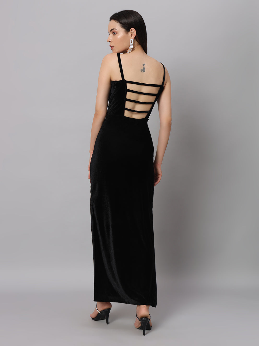 Women Sweetheart Neck Shoulder Straps Cut-Outs Sheath Maxi Dress