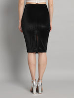 Knee Length Velvet Pencil Skirt