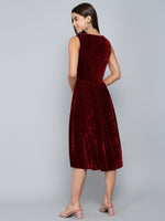 V-Neck Velvet Fit & Flare Midi Dress