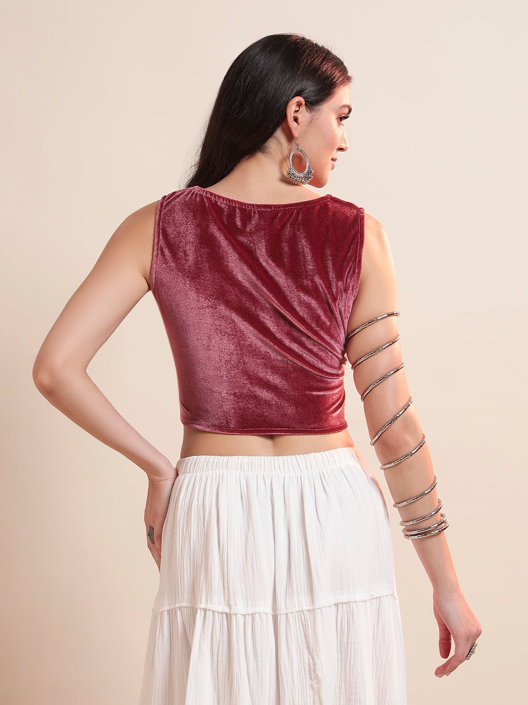 Sweetheart Neck Velvet Readymade Saree Blouse