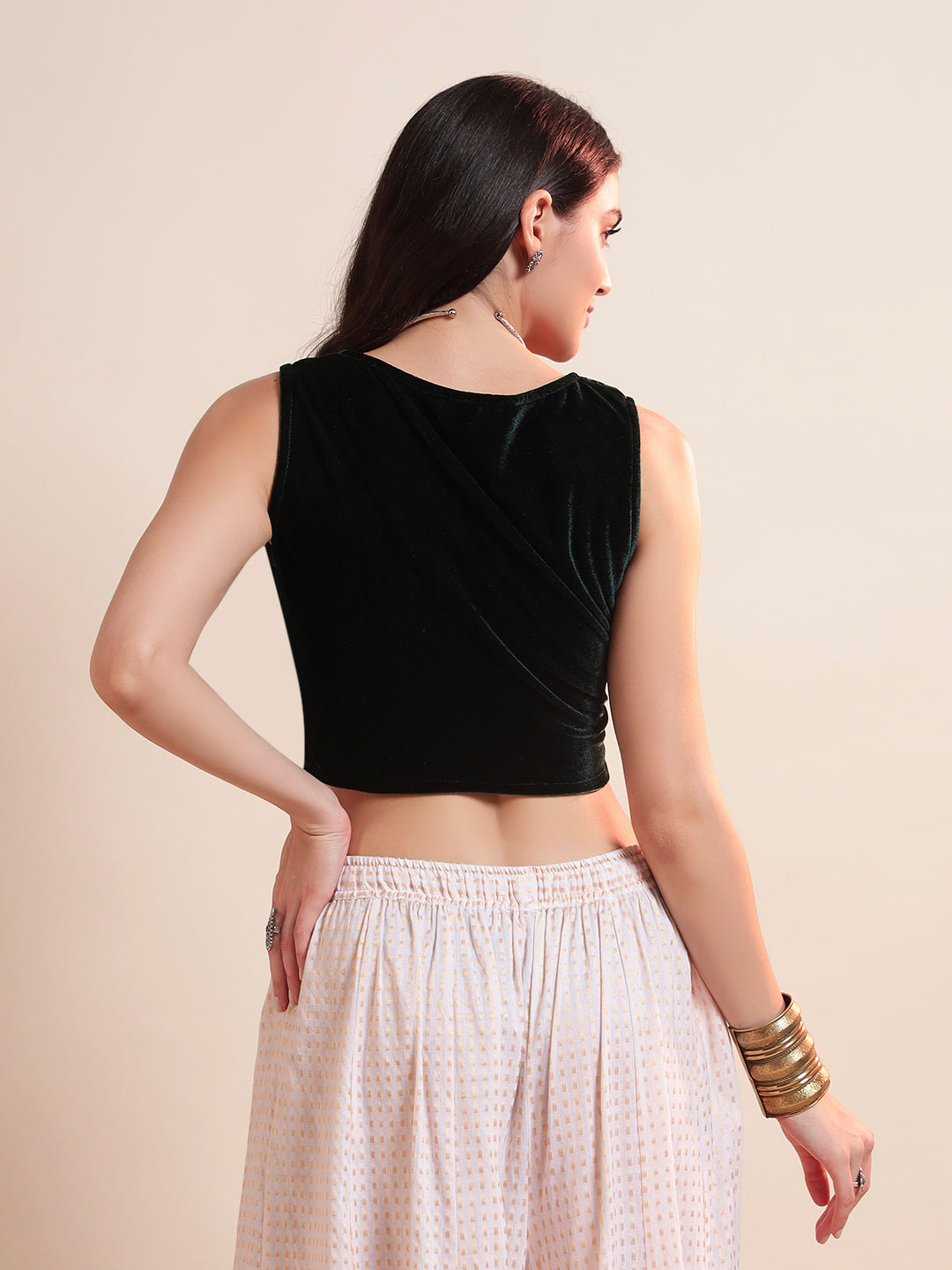Sweetheart Neck Velvet Readymade Saree Blouse