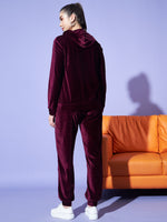 Velvet Tracksuit Set for Women with Hoodie and Handy Pockets